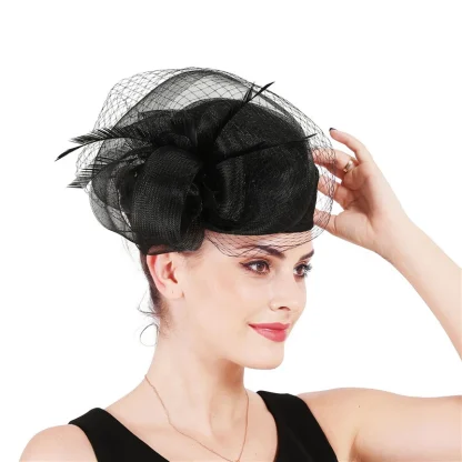 Elegant Cocktail Hat with Mesh Detailing - Image 4