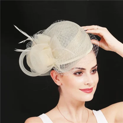 Elegant Cocktail Hat with Mesh Detailing - Image 8