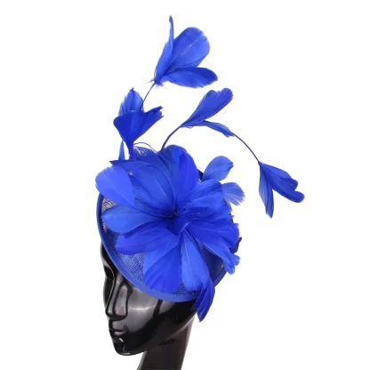 Sinamay Fascinator with Faux Feather Decor - Image 4