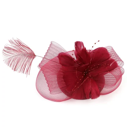 Floral Headpiece with Faux Feather Decor - Image 14