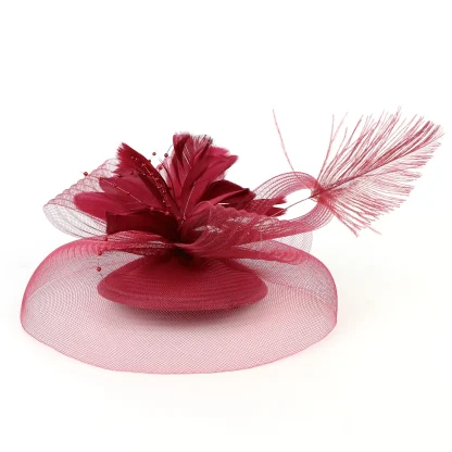 Floral Headpiece with Faux Feather Decor - Image 13