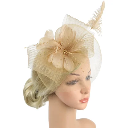 Floral Headpiece with Faux Feather Decor - Image 2