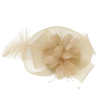 Floral Headpiece with Faux Feather Decor - Image 5