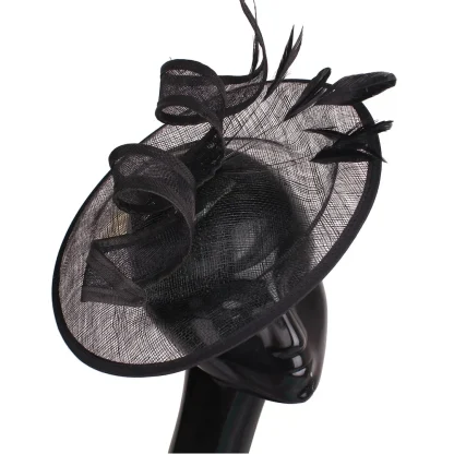 Sinamay Disc Fascinator with Twirling Decor - Image 2