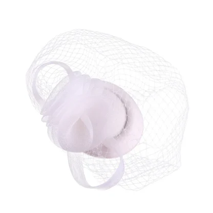 Solid Color Fascinator with Net Veil - Image 7