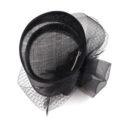 Elegant Cocktail Hat with Mesh Detailing - Image 5