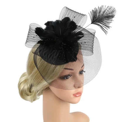 Floral Headpiece with Faux Feather Decor - Image 6