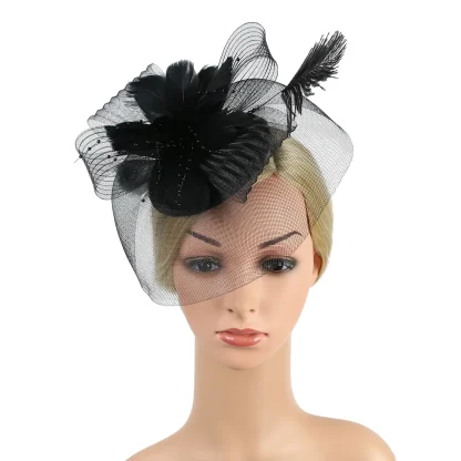 Floral Headpiece with Faux Feather Decor - Image 7