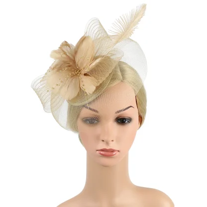 Floral Headpiece with Faux Feather Decor