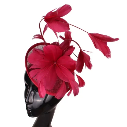 Sinamay Fascinator with Faux Feather Decor