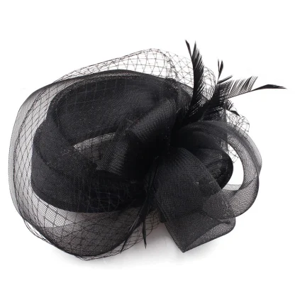Elegant Cocktail Hat with Mesh Detailing - Image 6