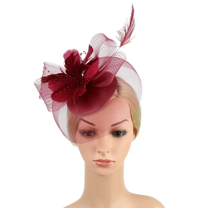 Floral Headpiece with Faux Feather Decor - Image 11