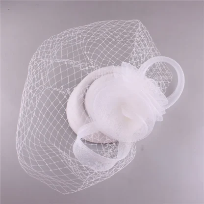 Solid Color Fascinator with Net Veil - Image 5