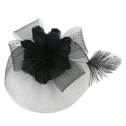 Floral Headpiece with Faux Feather Decor - Image 8