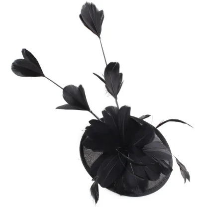Sinamay Fascinator with Faux Feather Decor - Image 10