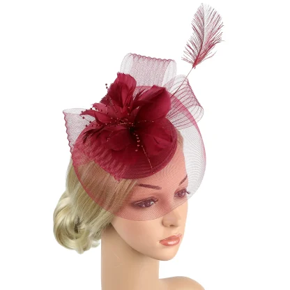 Floral Headpiece with Faux Feather Decor - Image 12
