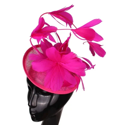 Sinamay Fascinator with Faux Feather Decor - Image 6