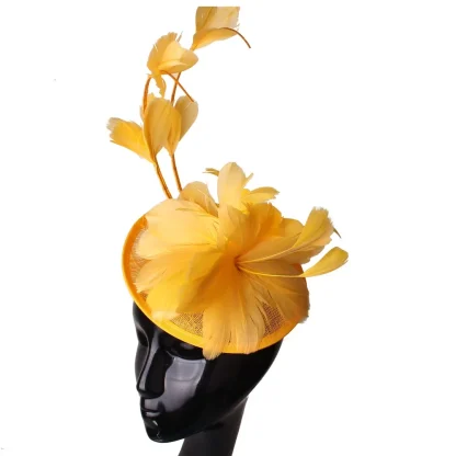 Sinamay Fascinator with Faux Feather Decor - Image 8