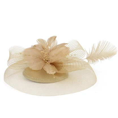 Floral Headpiece with Faux Feather Decor - Image 4