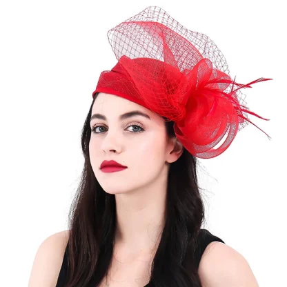 Elegant Cocktail Hat with Mesh Detailing - Image 2