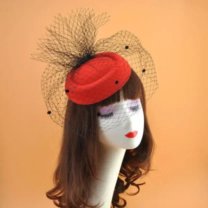 Veiled Mesh Polka Dot Cocktail Hat - Image 3