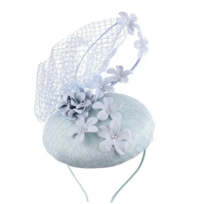 Fancy Floral Cocktail Hat with Mesh Design - Image 9
