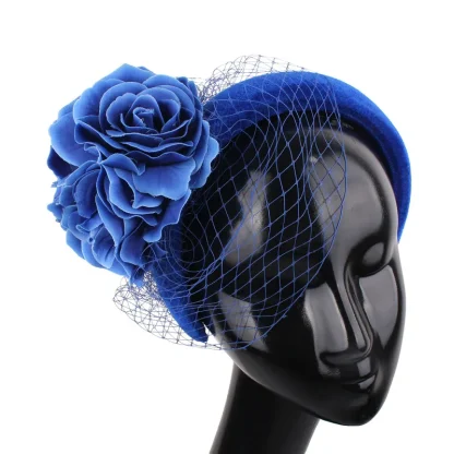 Floral Headband Fascinator with Net Veil