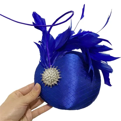 Beaded Cocktail Hat with Faux Feather - Image 5