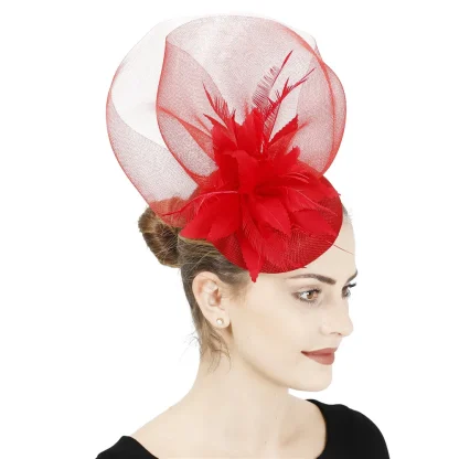 Floral Headpiece with Stylish Mesh Design - Image 2