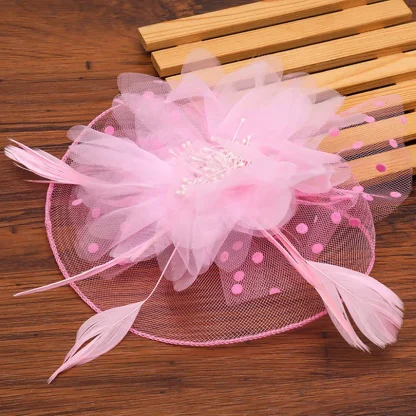 Mesh Floral Headpiece with Polka Dots
