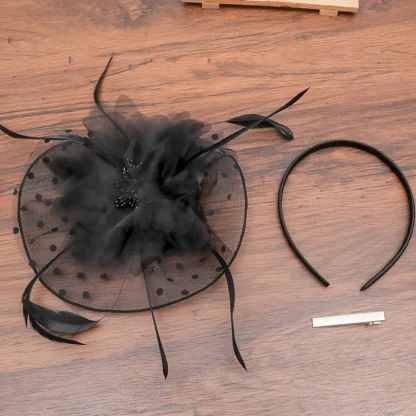 Mesh Floral Headpiece with Polka Dots - Image 4