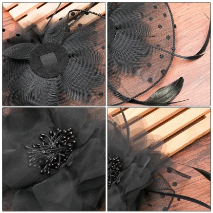Mesh Floral Headpiece with Polka Dots - Image 5