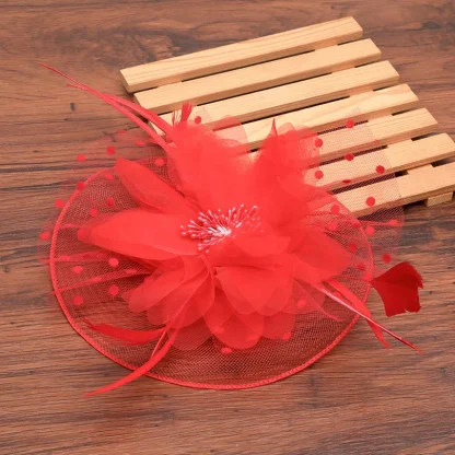 Mesh Floral Headpiece with Polka Dots - Image 2