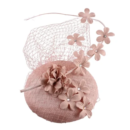 Fancy Floral Cocktail Hat with Mesh Design - Image 8