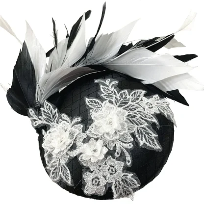 Lacey Fascinator with Faux Feather