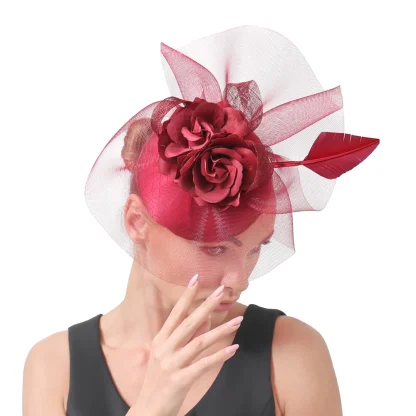 Elegant Mesh Floral Headpiece with Faux Feather