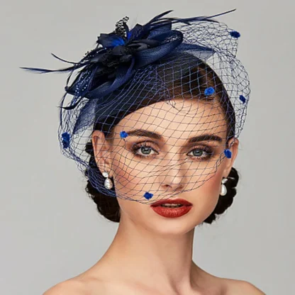 Elegant Headpiece with Polka Dot Net Veil - Image 3