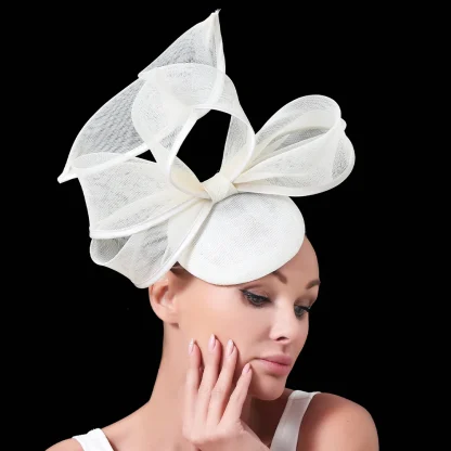 Large Bow Cocktail Hat with Twisted Design - Image 7