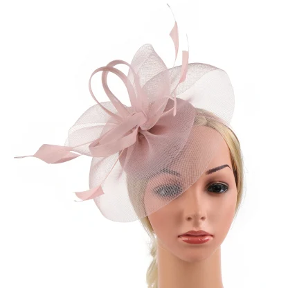 Stylish Mesh Headpiece with Faux Feather - Image 12