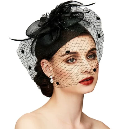 Elegant Headpiece with Polka Dot Net Veil