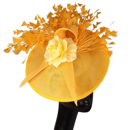 Elegant Solid Color Large Cocktail Hat - Image 7