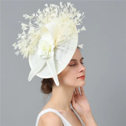 Elegant Solid Color Large Cocktail Hat - Image 14