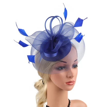 Stylish Mesh Headpiece with Faux Feather - Image 5