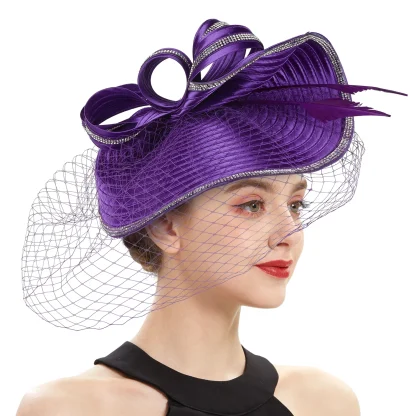 Flamboyant Fascinator with Net Veil - Image 8