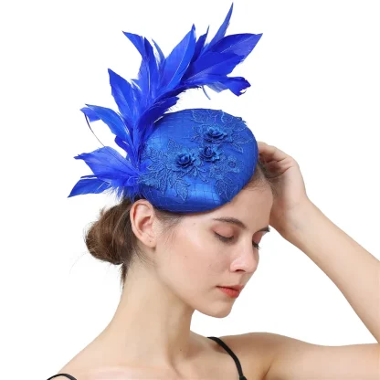Lacey Fascinator with Faux Feather - Image 8