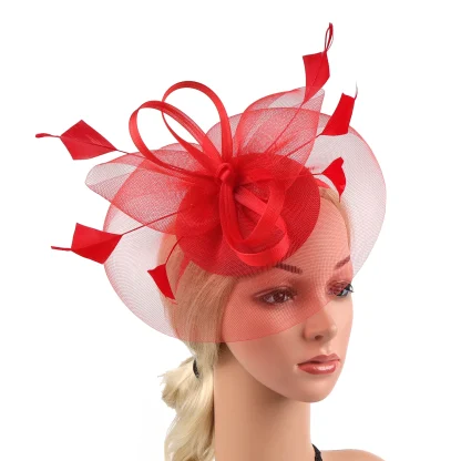 Stylish Mesh Headpiece with Faux Feather - Image 7