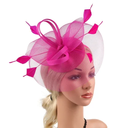 Stylish Mesh Headpiece with Faux Feather - Image 6
