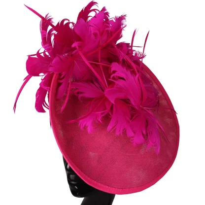 Disc Cocktail Hat with Faux Feather Design - Image 4