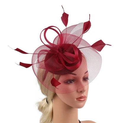 Stylish Mesh Headpiece with Faux Feather - Image 8