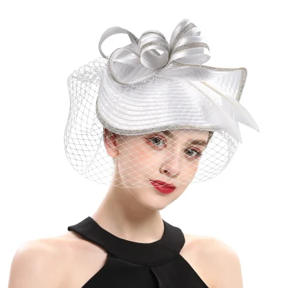 Flamboyant Fascinator with Net Veil - Image 2